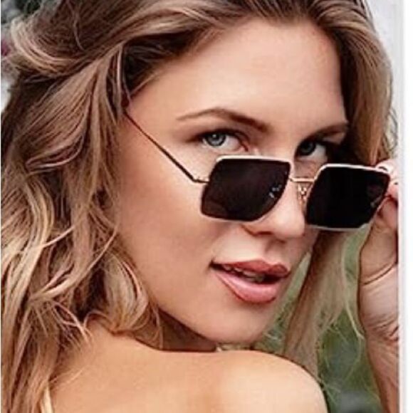 Trendy Thin Rectangle Frame Sunglasses - Picture 1 of 5